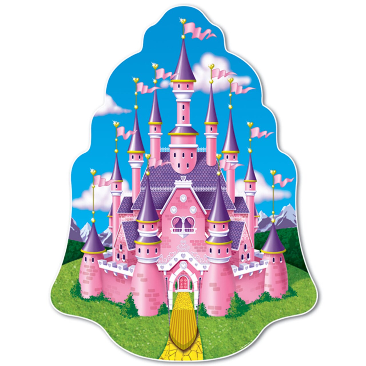 Party Central Club Pack of 12 Pink and Purple Fairytale Princess Castle Birthday Party Wall Decors 16.5"
